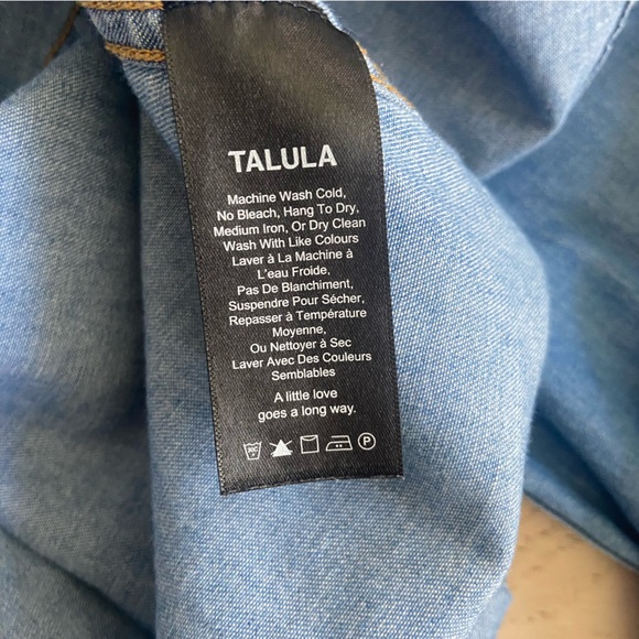 ARITZIA TALULA Denim Western Shirt Large Pearl Snap Cotton EUC - Picture 6 of 9